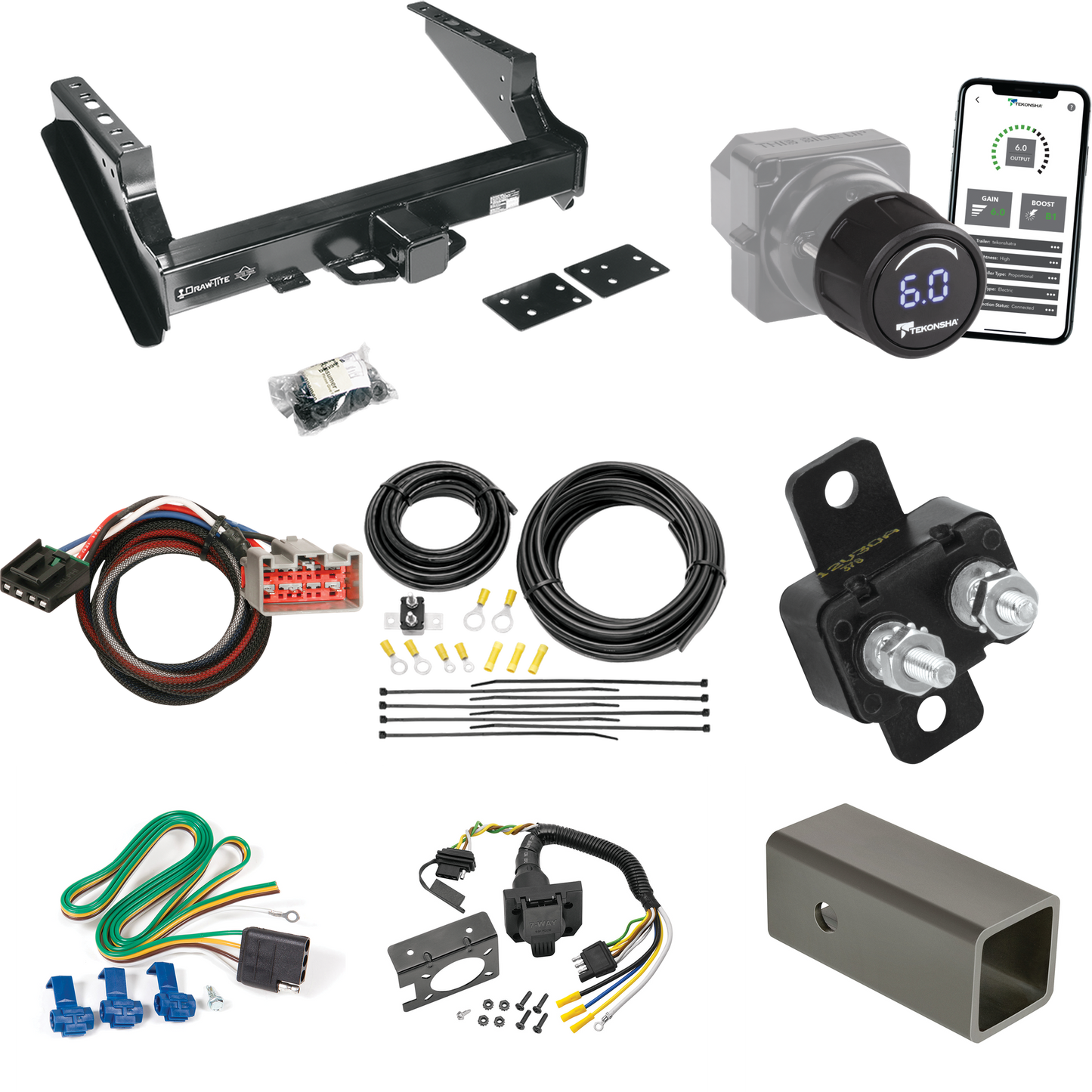 Fits 2008-2016 Ford F-450 Super Duty Trailer Hitch Tow PKG w/ Tekonsha Prodigy iD Bluetooth Wireless Brake Control + Plug & Play BC Adapter + 7-Way RV Wiring (Excludes: Cab & Chassis Models) By Draw-Tite