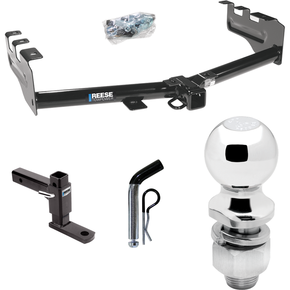 Fits 2001-2003 GMC Sierra 1500 HD Trailer Hitch Tow PKG w/ Adjustable Drop Rise Ball Mount + Pin/Clip + 2" Ball By Reese Towpower