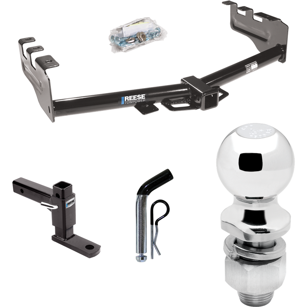 Fits 2007-2013 Chevrolet Silverado 1500 Trailer Hitch Tow PKG w/ Adjustable Drop Rise Ball Mount + Pin/Clip + 2" Ball By Reese Towpower