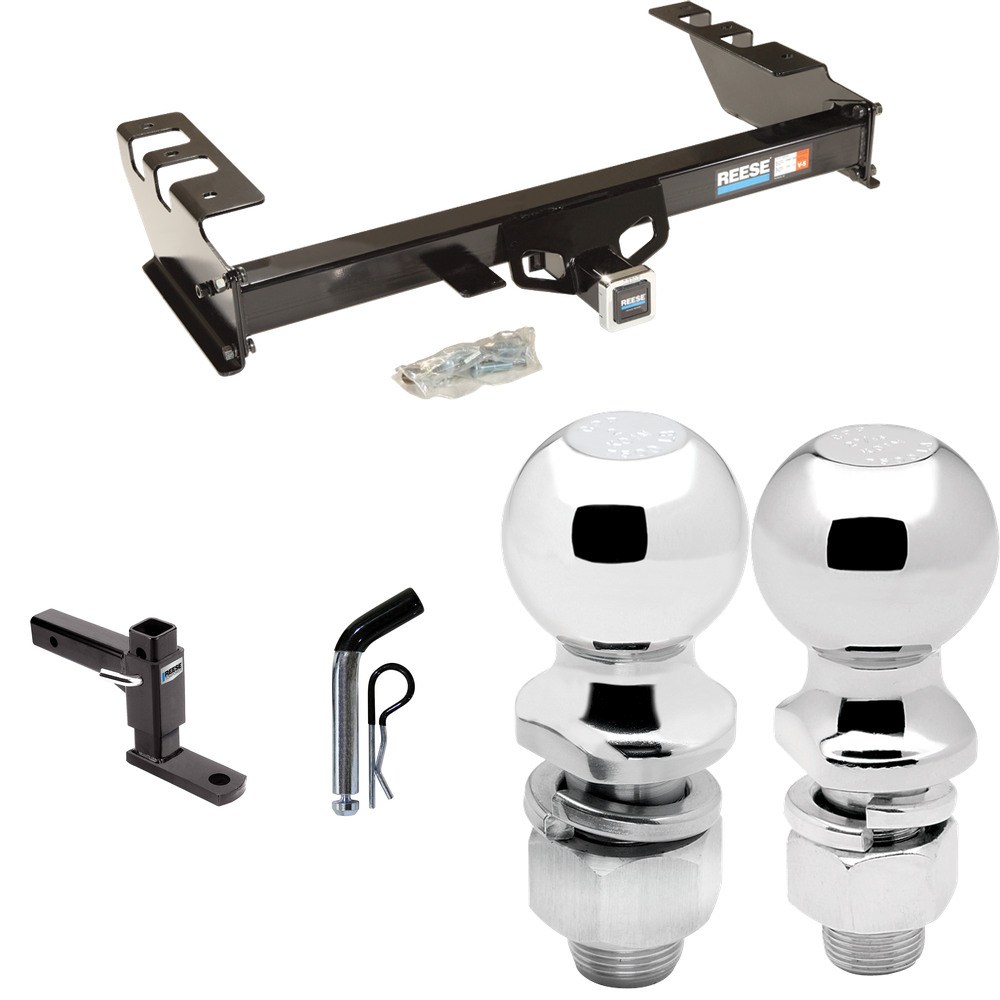 Fits 1999-2002 GMC Sierra 1500 Trailer Hitch Tow PKG w/ Adjustable Drop Rise Ball Mount + Pin/Clip + 2" Ball + 2-5/16" Ball By Reese Towpower