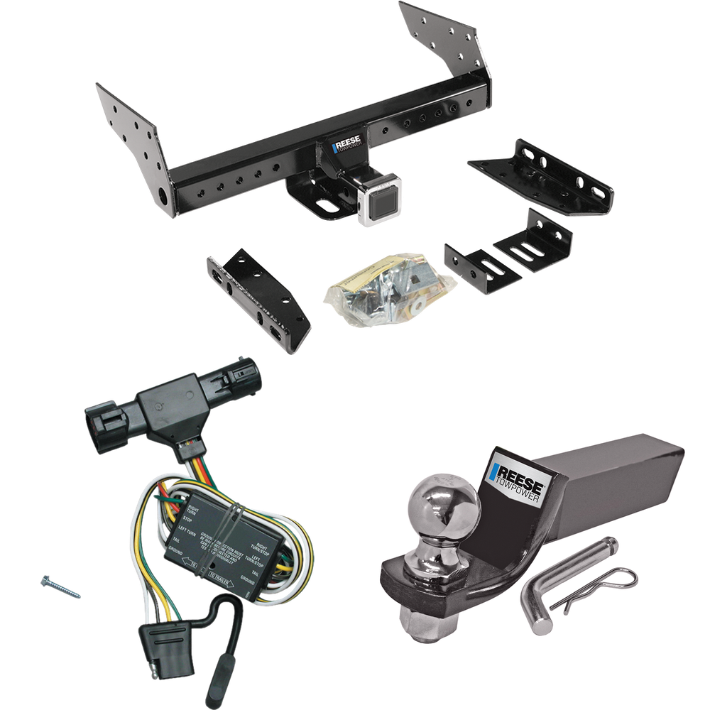 Fits 2002-2009 Mazda B2300 Trailer Hitch Tow PKG w/ 4-Flat Wiring + Starter Kit Ball Mount w/ 2" Drop & 2" Ball By Reese Towpower