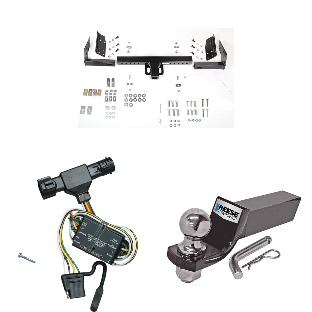 Se adapta al paquete de remolque con enganche para remolque Ford Ranger 1998-1999 con cableado plano de 4 + kit de montaje de bola de inicio con caída de 2" y bola de 2" (excluye: modelos Flareside o con fascia trasera) de Reese Towpower