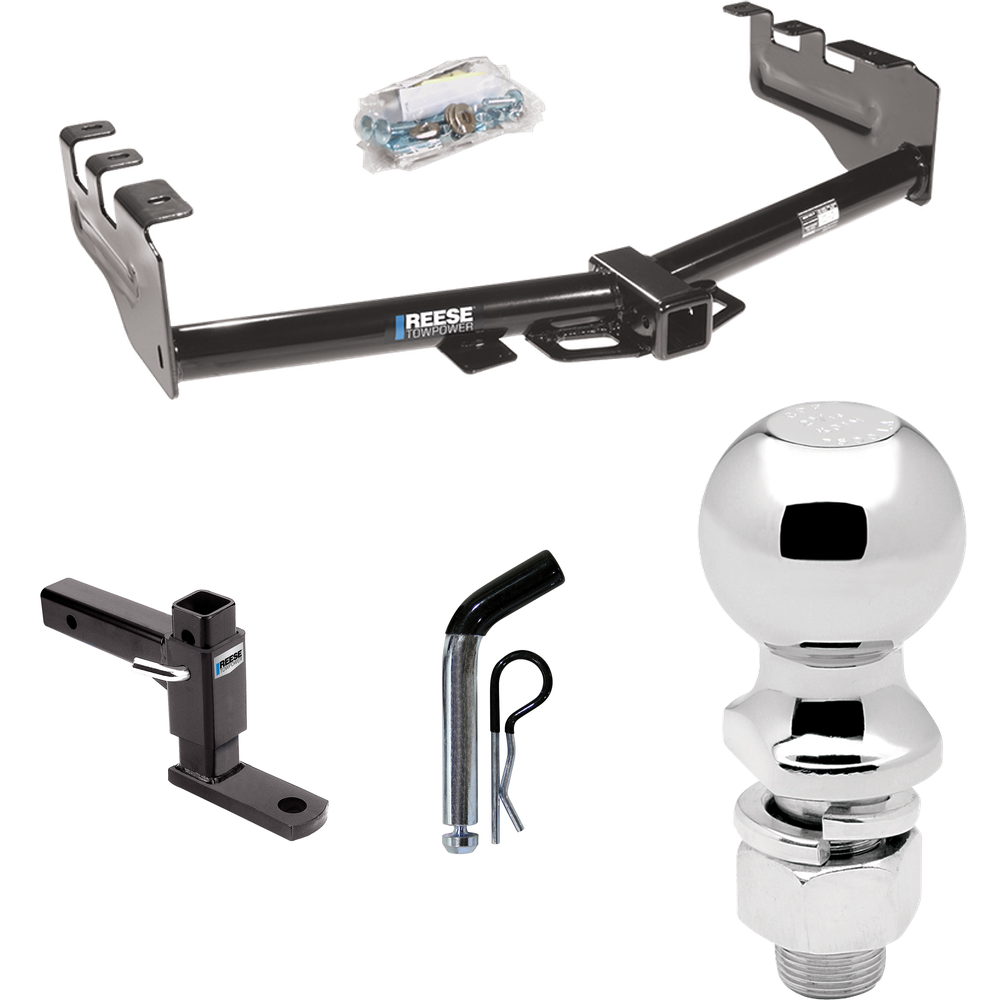 Fits 1999-2004 GMC Sierra 2500 Trailer Hitch Tow PKG w/ Adjustable Drop Rise Ball Mount + Pin/Clip + 2-5/16" Ball By Reese Towpower