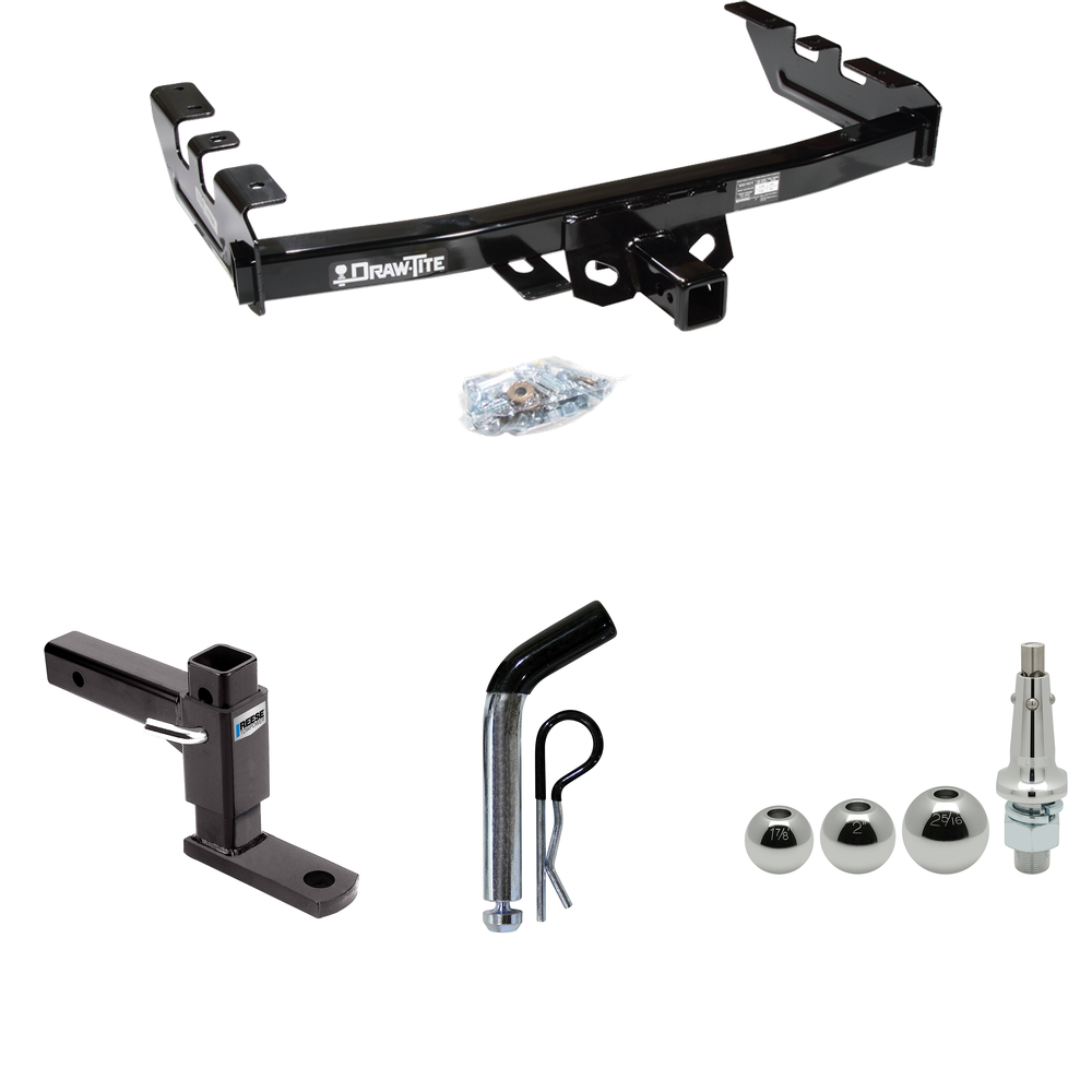 Fits 2003-2007 Chevrolet Silverado 1500 Trailer Hitch Tow PKG w/ Adjustable Drop Rise Ball Mount + Pin/Clip + Inerchangeable 1-7/8" & 2" & 2-5/16" Balls (For (Classic) Models) By Draw-Tite