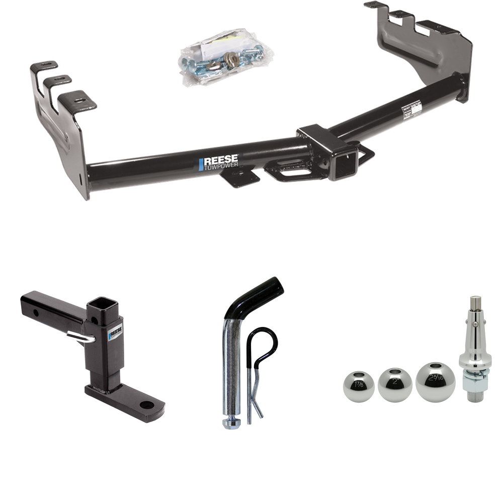 Fits 2003-2007 GMC Sierra 1500 Trailer Hitch Tow PKG w/ Adjustable Drop Rise Ball Mount + Pin/Clip + Inerchangeable 1-7/8" & 2" & 2-5/16" Balls (For (Classic) Models) By Reese Towpower