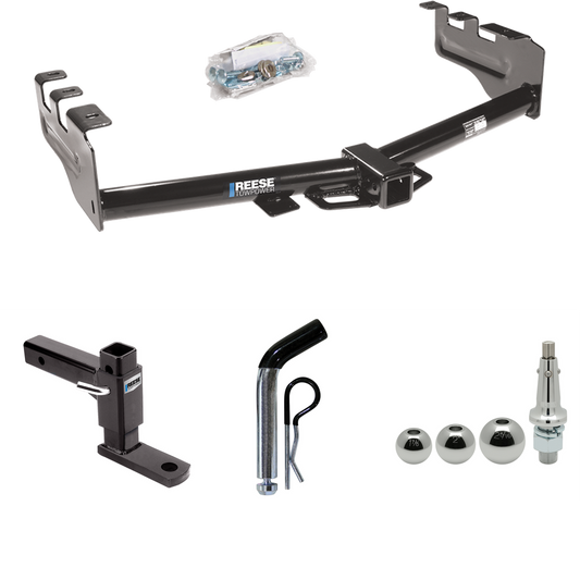 Fits 2003-2007 GMC Sierra 1500 Trailer Hitch Tow PKG w/ Adjustable Drop Rise Ball Mount + Pin/Clip + Inerchangeable 1-7/8" & 2" & 2-5/16" Balls (For (Classic) Models) By Reese Towpower