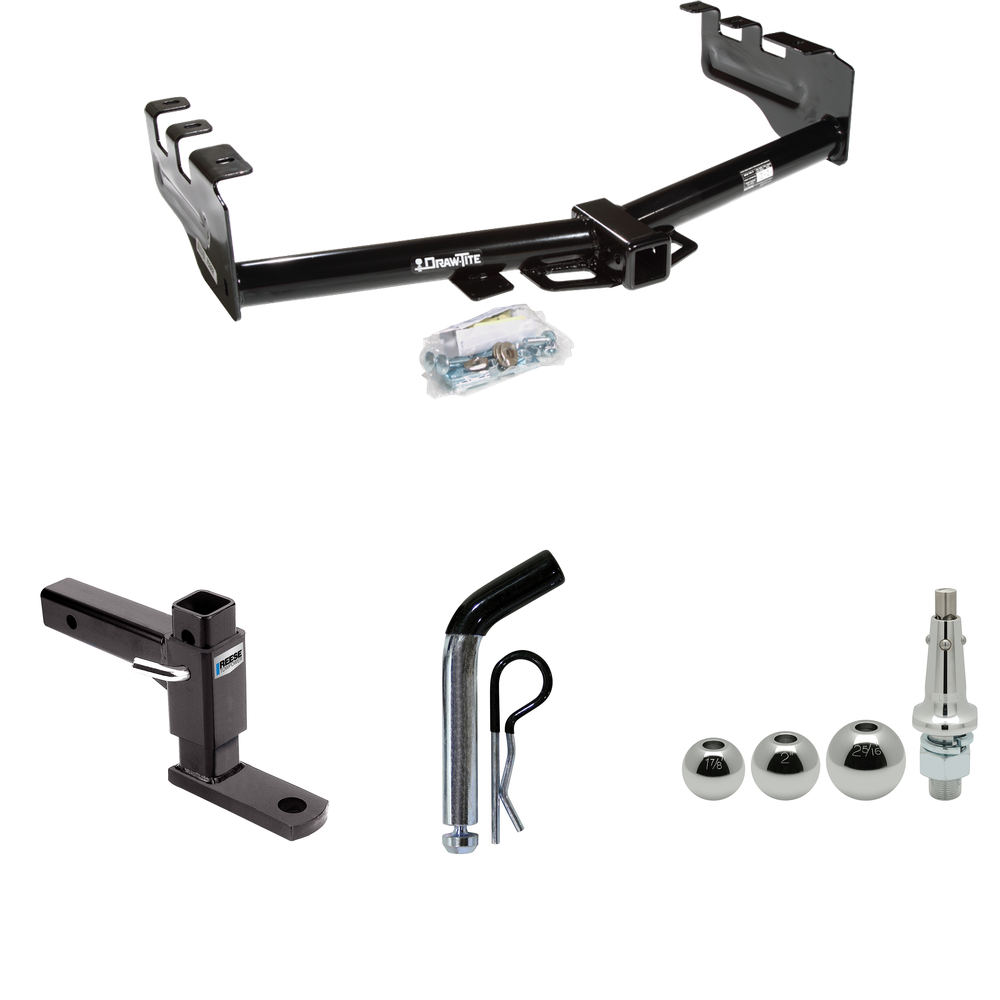 Fits 2003-2007 Chevrolet Silverado 1500 Trailer Hitch Tow PKG w/ Adjustable Drop Rise Ball Mount + Pin/Clip + Inerchangeable 1-7/8" & 2" & 2-5/16" Balls (For (Classic) Models) By Draw-Tite