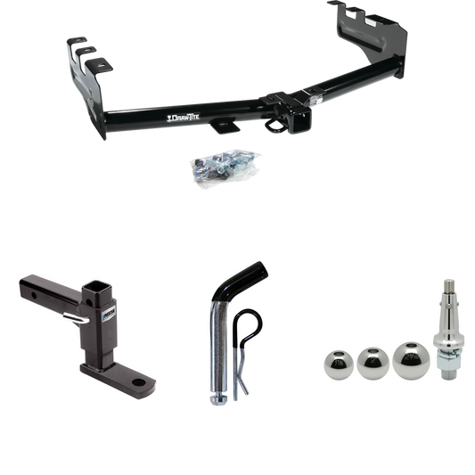 Fits 1999-2004 GMC Sierra 2500 Trailer Hitch Tow PKG w/ Adjustable Drop Rise Ball Mount + Pin/Clip + Inerchangeable 1-7/8" & 2" & 2-5/16" Balls By Draw-Tite