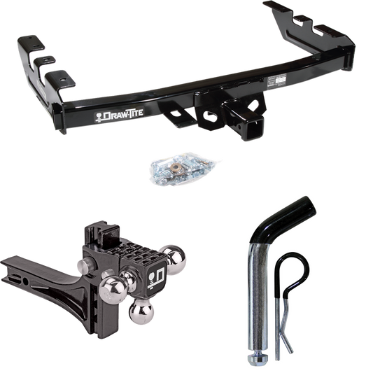 Fits 1999-2002 GMC Sierra 1500 Trailer Hitch Tow PKG w/ Adjustable Drop Rise Triple Ball Ball Mount 1-7/8" & 2" & 2-5/16" Trailer Balls + Pin/Clip By Draw-Tite