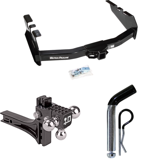 Fits 2005-2007 GMC Sierra 1500 HD Trailer Hitch Tow PKG w/ Adjustable Drop Rise Triple Ball Ball Mount 1-7/8" & 2" & 2-5/16" Trailer Balls + Pin/Clip (For (Classic) Models) By Draw-Tite