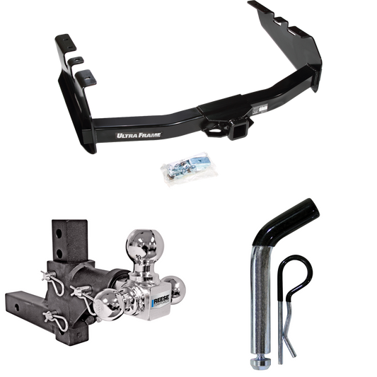 Fits 2005-2007 Chevrolet Silverado 1500 HD Trailer Hitch Tow PKG w/ Adjustable Drop Rise Triple Ball Ball Mount 1-7/8" & 2" & 2-5/16" Trailer Balls + Pin/Clip (For (Classic) Models) By Draw-Tite