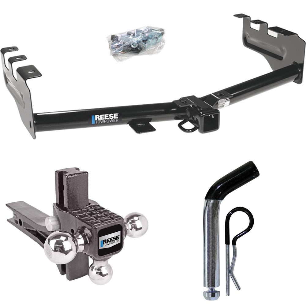 Fits 2005-2007 Chevrolet Silverado 1500 HD Trailer Hitch Tow PKG w/ Adjustable Drop Rise Triple Ball Ball Mount 1-7/8" & 2" & 2-5/16" Trailer Balls + Pin/Clip (For (Classic) Models) By Reese Towpower