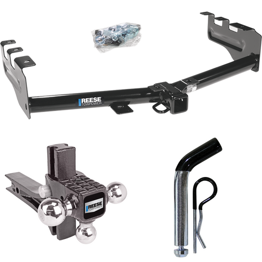 Fits 2005-2007 Chevrolet Silverado 1500 HD Trailer Hitch Tow PKG w/ Adjustable Drop Rise Triple Ball Ball Mount 1-7/8" & 2" & 2-5/16" Trailer Balls + Pin/Clip (For (Classic) Models) By Reese Towpower