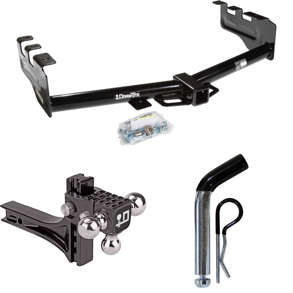 Fits 1999-2002 GMC Sierra 1500 Trailer Hitch Tow PKG w/ Adjustable Drop Rise Triple Ball Ball Mount 1-7/8" & 2" & 2-5/16" Trailer Balls + Pin/Clip By Draw-Tite