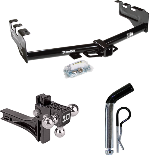 Fits 1999-2002 GMC Sierra 1500 Trailer Hitch Tow PKG w/ Adjustable Drop Rise Triple Ball Ball Mount 1-7/8" & 2" & 2-5/16" Trailer Balls + Pin/Clip By Draw-Tite