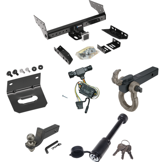 Fits 1994-2009 Mazda B4000 Trailer Hitch Tow PKG w/ 4-Flat Wiring + Interlock Tactical Starter Kit w/ 2" Drop & 2" Ball + Tactical Hook & Shackle Mount + Tactical Dogbone Lock + Wiring Bracket By Reese Towpower