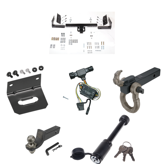 Fits 1994-2009 Mazda B-Series Trailer Hitch Tow PKG w/ 4-Flat Wiring + Interlock Tactical Starter Kit w/ 2" Drop & 2" Ball + Tactical Hook & Shackle Mount + Tactical Dogbone Lock + Wiring Bracket By Reese Towpower