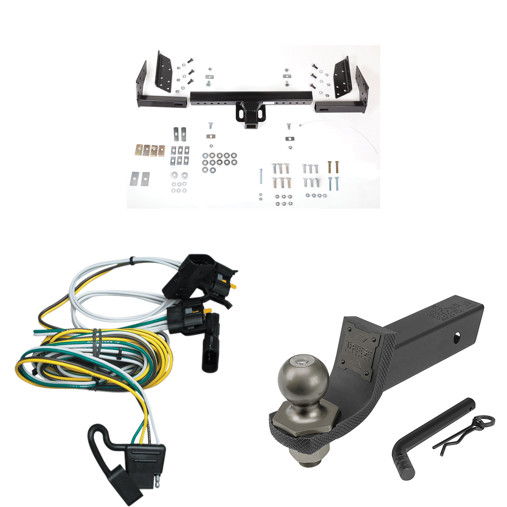 Fits 2000-2003 Ford Ranger Trailer Hitch Tow PKG w/ 4-Flat Wiring + Interlock Tactical Starter Kit w/ 2" Drop & 2" Ball (Excludes: Flareside or w/Rear Fascia Models) By Reese Towpower