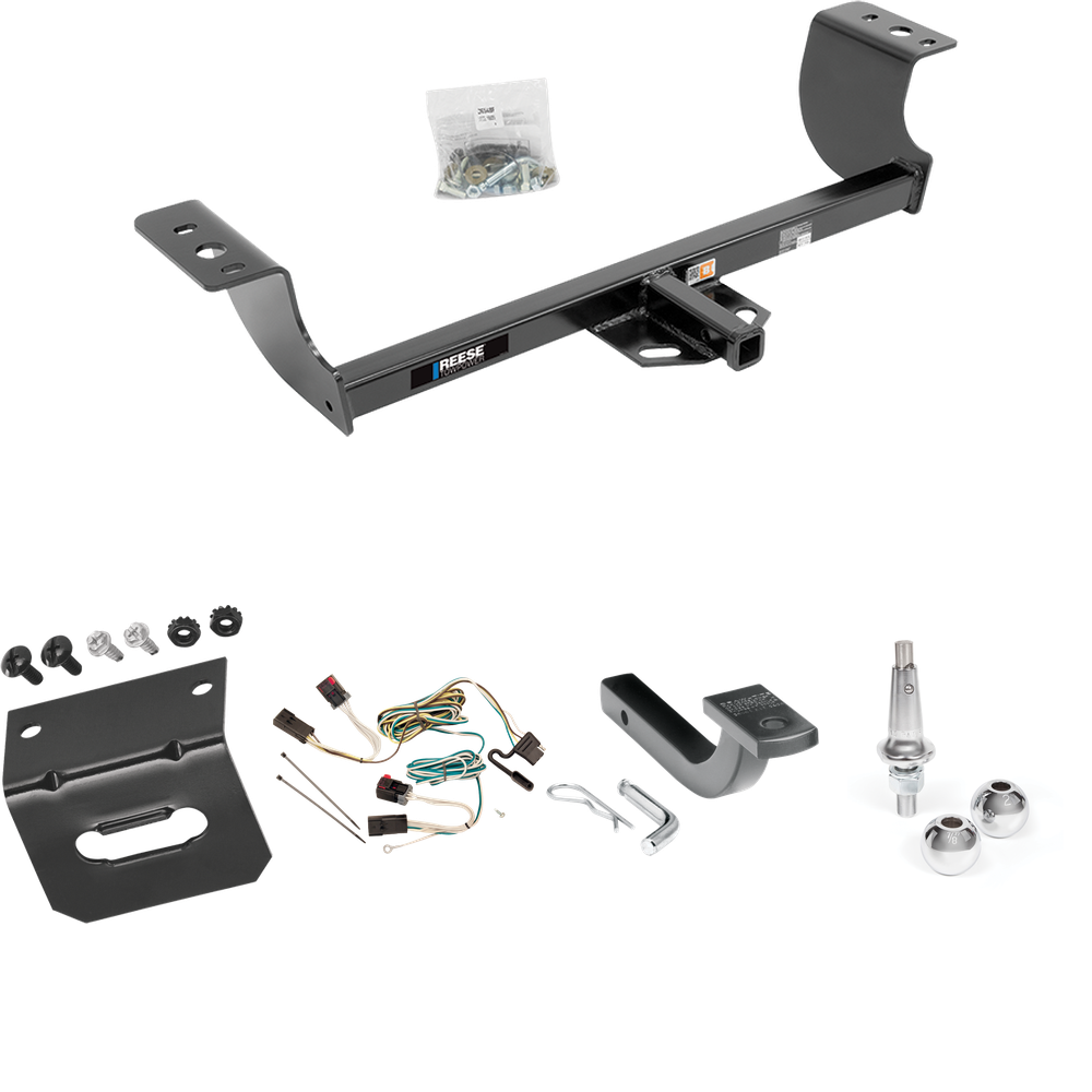 Fits 2006-2010 Dodge Charger Trailer Hitch Tow PKG w/ 4-Flat Wiring Harness + Draw-Bar + Interchangeable 1-7/8" & 2" Balls + Wiring Bracket By Reese Towpower