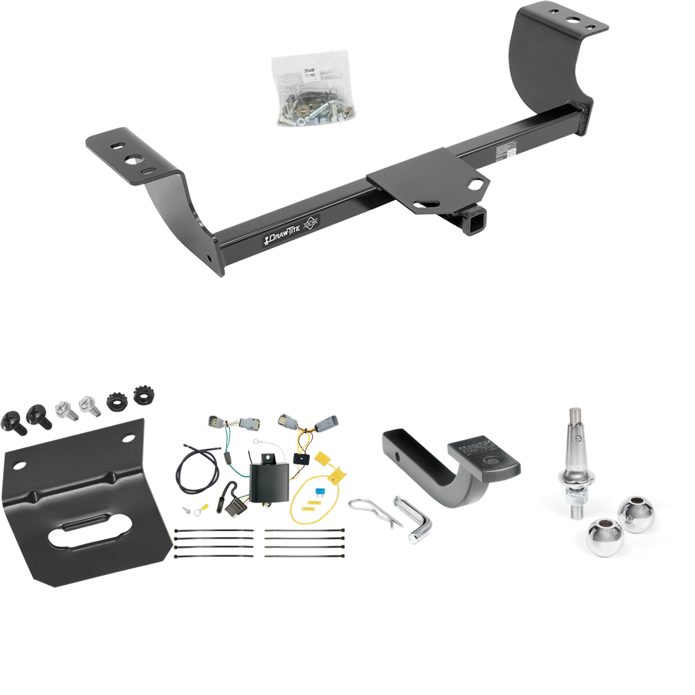 Fits 2015-2023 Chrysler 300 Trailer Hitch Tow PKG w/ 4-Flat Wiring Harness + Draw-Bar + Interchangeable 1-7/8" & 2" Balls + Wiring Bracket By Draw-Tite