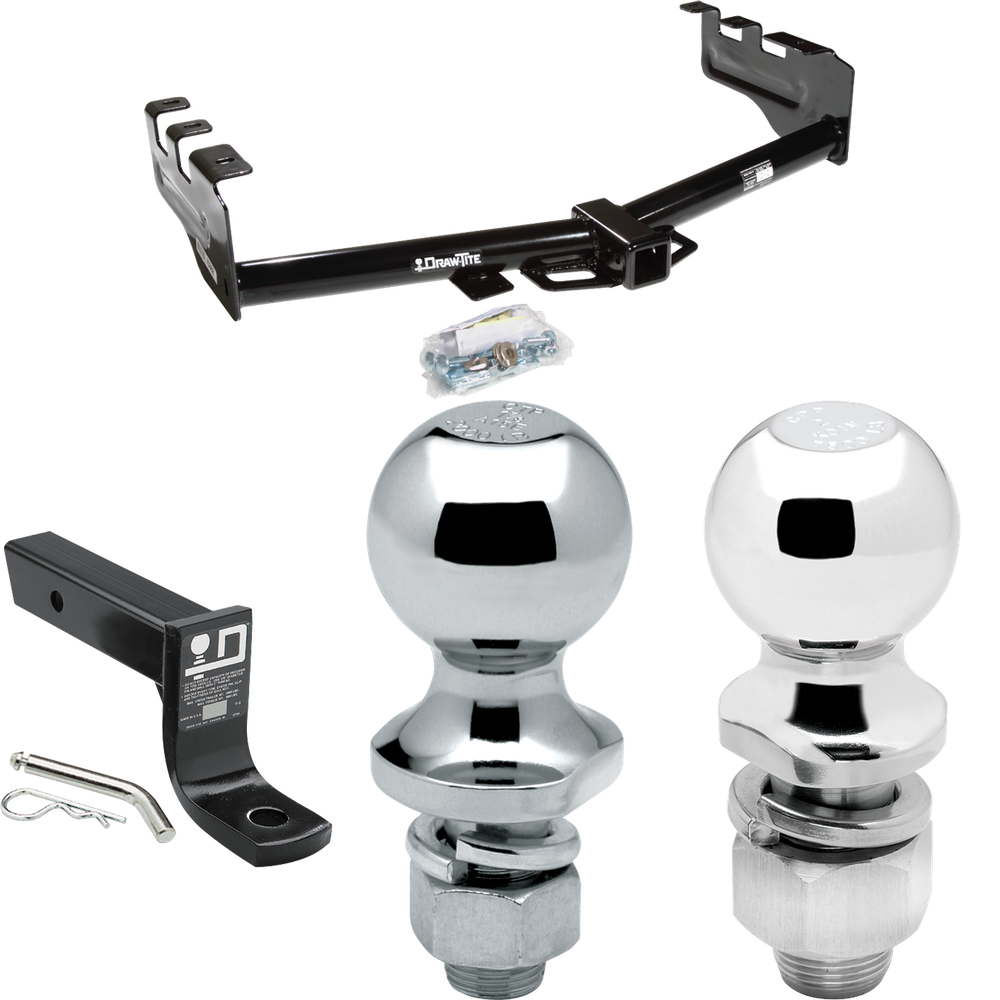 Fits 1999-2002 Chevrolet Silverado 1500 Trailer Hitch Tow PKG w/ Ball Mount w/ 4" Drop + 2" Ball + 1-7/8" Ball By Draw-Tite