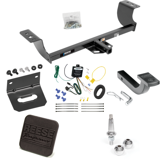 Fits 2005-2008 Dodge Magnum Trailer Hitch Tow PKG w/ 4-Flat Wiring Harness + Draw-Bar + Interchangeable 1-7/8" & 2" Balls + Wiring Bracket + Hitch Cover By Reese Towpower