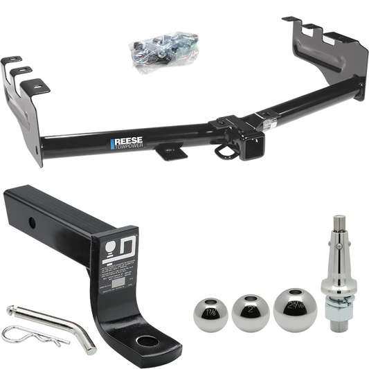 Fits 1999-2004 GMC Sierra 2500 Trailer Hitch Tow PKG w/ Ball Mount w/ 4" Drop + Interchangeable Ball 1-7/8" & 2" & 2-5/16" By Reese Towpower