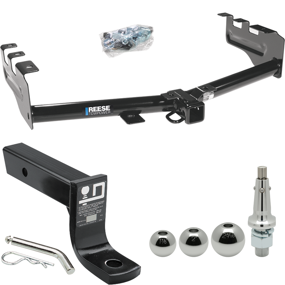 Fits 2001-2003 GMC Sierra 1500 HD Trailer Hitch Tow PKG w/ Ball Mount w/ 4" Drop + Interchangeable Ball 1-7/8" & 2" & 2-5/16" By Reese Towpower