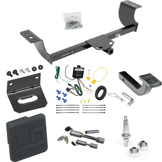 Fits 2005-2008 Dodge Magnum Trailer Hitch Tow PKG w/ 4-Flat Wiring Harness + Draw-Bar + Interchangeable 1-7/8" & 2" Balls + Wiring Bracket + Hitch Cover + Dual Hitch & Coupler Locks By Draw-Tite