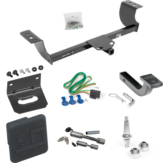 Fits 2005-2007 Chrysler 300 Trailer Hitch Tow PKG w/ 4-Flat Wiring Harness + Draw-Bar + Interchangeable 1-7/8" & 2" Balls + Wiring Bracket + Hitch Cover + Dual Hitch & Coupler Locks By Draw-Tite