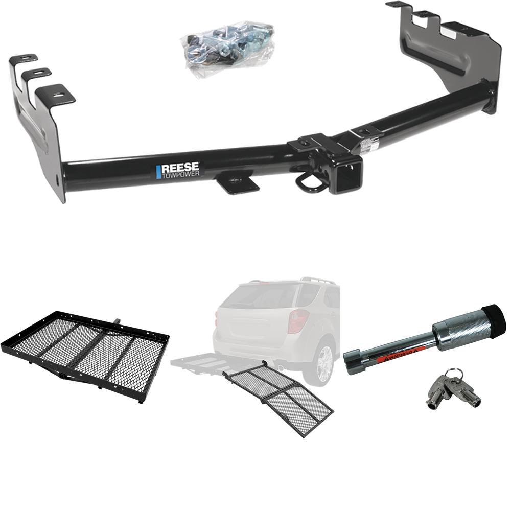 Fits 2001-2003 Chevrolet Silverado 1500 HD Trailer Hitch Tow PKG w/ Cargo Carrier + Bi-Fold Ramp + Hitch Lock By Reese Towpower