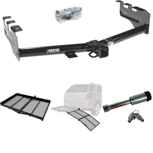 Fits 2001-2003 Chevrolet Silverado 1500 HD Trailer Hitch Tow PKG w/ Cargo Carrier + Bi-Fold Ramp + Hitch Lock By Reese Towpower