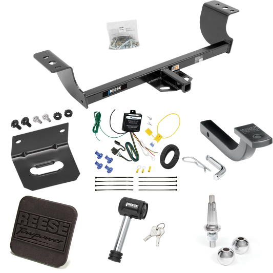 Fits 2008-2010 Chrysler 300 Trailer Hitch Tow PKG w/ 4-Flat Wiring Harness + Draw-Bar + Interchangeable 1-7/8" & 2" Balls + Wiring Bracket + Hitch Cover + Hitch Lock By Reese Towpower