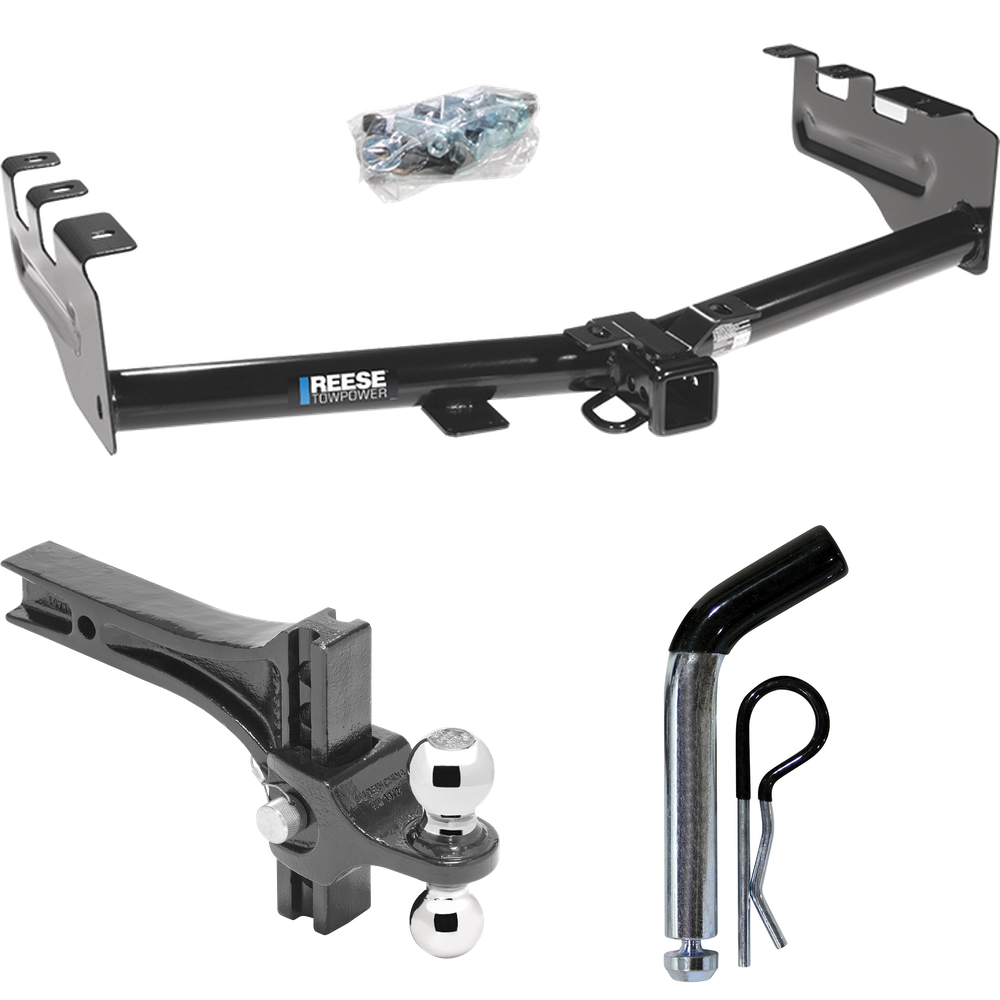 Se adapta al paquete de enganche de remolque Chevrolet Silverado 1500 2007-2013 con soporte de bola de elevación de caída ajustable doble, bolas de remolque de 2" y 2-5/16" + pasador/clip de Reese Towpower