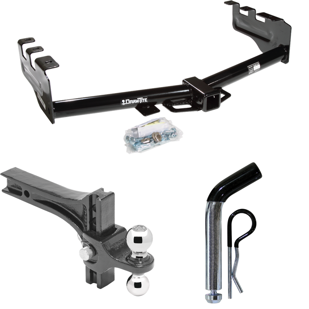 Fits 1999-2004 Chevrolet Silverado 2500 Trailer Hitch Tow PKG w/ Dual Adjustable Drop Rise Ball Ball Mount 2" & 2-5/16" Trailer Balls + Pin/Clip By Draw-Tite