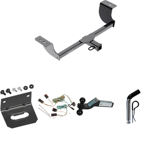 Fits 2006-2010 Dodge Charger Trailer Hitch Tow PKG w/ 4-Flat Wiring Harness + Dual Ball Ball Mount 2" & 2-5/16" Trailer Balls + Pin/Clip +  Wiring Bracket By Draw-Tite