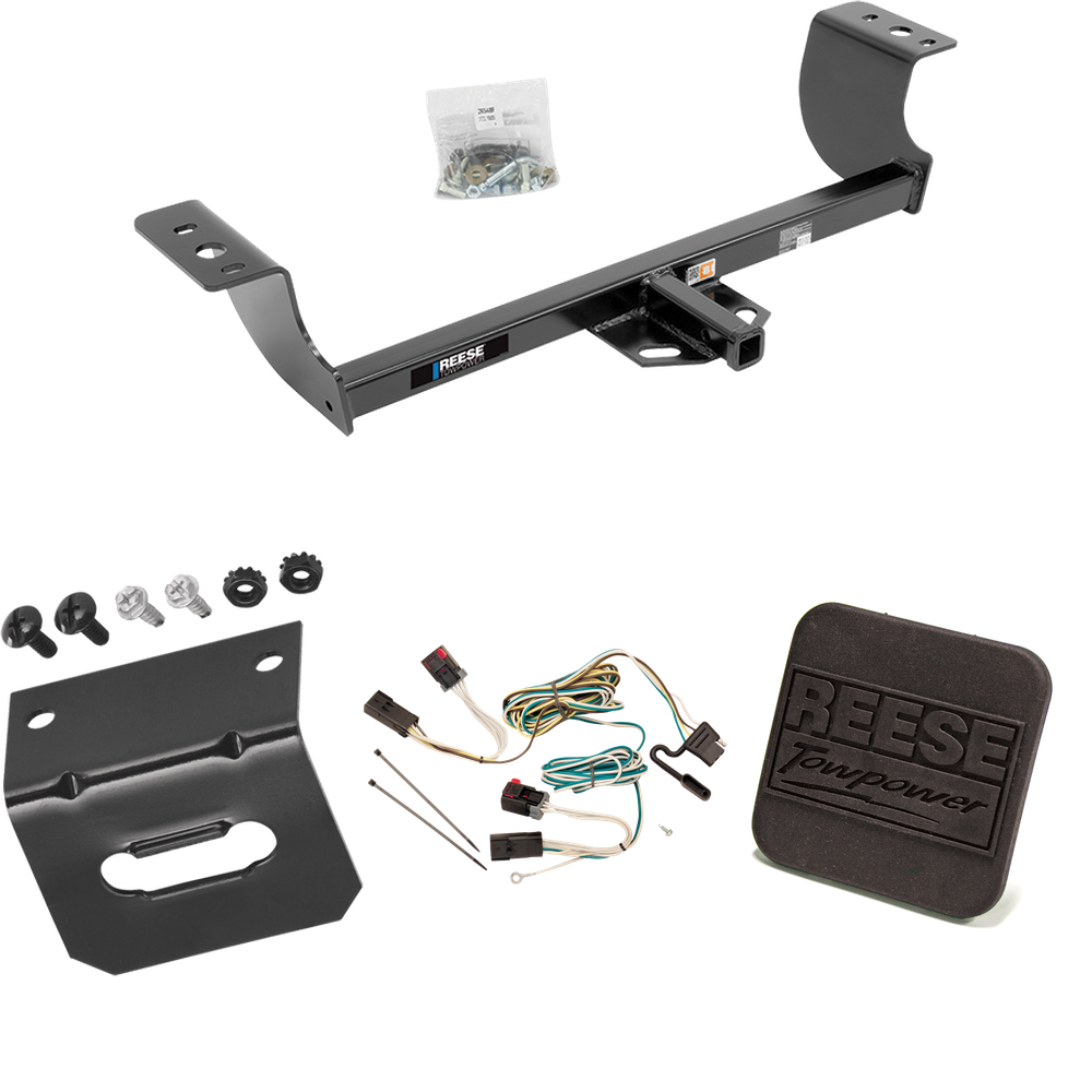 Fits 2008-2014 Dodge Challenger Trailer Hitch Tow PKG w/ 4-Flat Wiring Harness + Hitch Cover (Excludes: w/Quad Tip Exhaust Models) By Reese Towpower