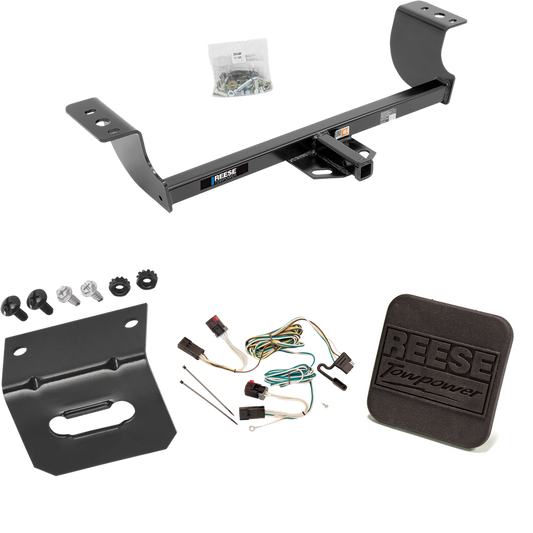 Fits 2008-2014 Dodge Challenger Trailer Hitch Tow PKG w/ 4-Flat Wiring Harness + Hitch Cover (Excludes: w/Quad Tip Exhaust Models) By Reese Towpower