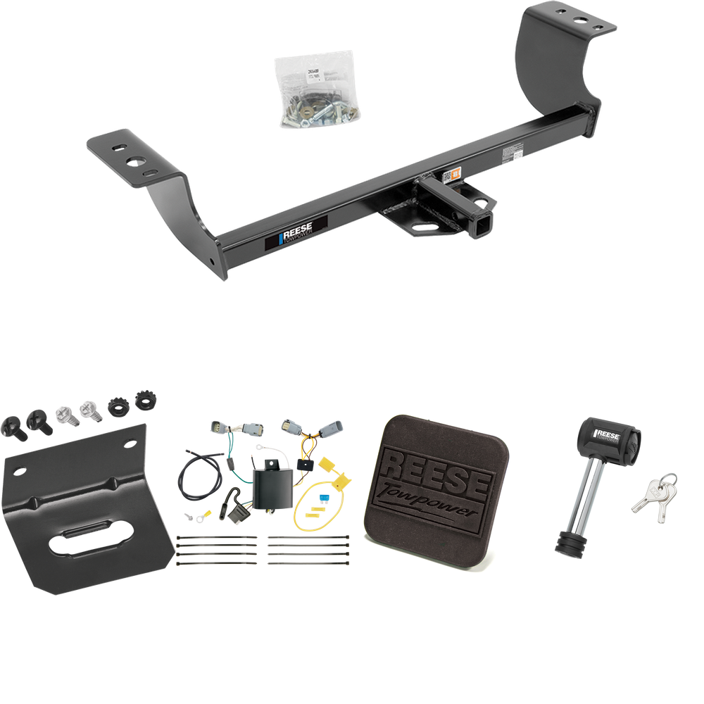 Fits 2015-2023 Chrysler 300 Trailer Hitch Tow PKG w/ 4-Flat Wiring Harness + Hitch Cover + Hitch Lock By Reese Towpower