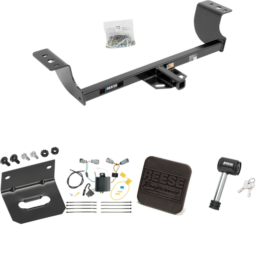 Fits 2015-2023 Chrysler 300 Trailer Hitch Tow PKG w/ 4-Flat Wiring Harness + Hitch Cover + Hitch Lock By Reese Towpower