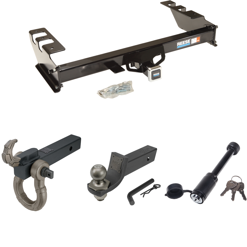 Fits 2003-2007 Chevrolet Silverado 1500 Trailer Hitch Tow PKG + Interlock Tactical Starter Kit w/ 2" Drop & 2" Ball + Tactical Hook & Shackle Mount + Tactical Dogbone Lock (For (Classic) Models) By Reese Towpower