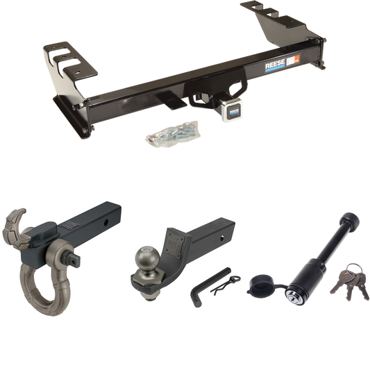 Fits 2003-2007 Chevrolet Silverado 1500 Trailer Hitch Tow PKG + Interlock Tactical Starter Kit w/ 2" Drop & 2" Ball + Tactical Hook & Shackle Mount + Tactical Dogbone Lock (For (Classic) Models) By Reese Towpower