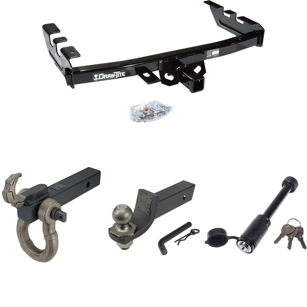 Fits 2005-2007 GMC Sierra 1500 HD Trailer Hitch Tow PKG + Interlock Tactical Starter Kit w/ 2" Drop & 2" Ball + Tactical Hook & Shackle Mount + Tactical Dogbone Lock (For (Classic) Models) By Draw-Tite