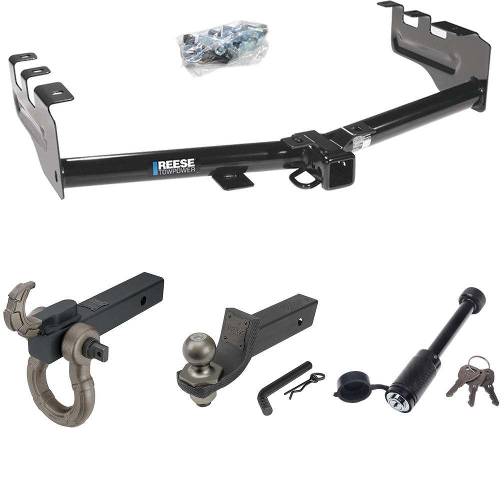 Fits 2007-2013 GMC Sierra 1500 Trailer Hitch Tow PKG + Interlock Tactical Starter Kit w/ 2" Drop & 2" Ball + Tactical Hook & Shackle Mount + Tactical Dogbone Lock By Reese Towpower