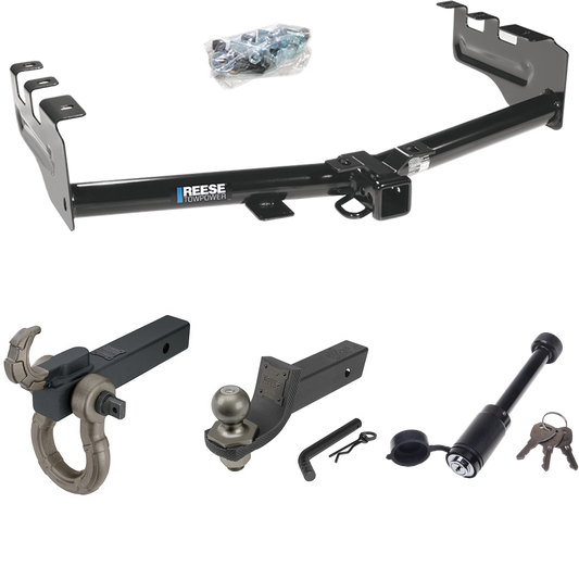 Fits 2007-2013 GMC Sierra 1500 Trailer Hitch Tow PKG + Interlock Tactical Starter Kit w/ 2" Drop & 2" Ball + Tactical Hook & Shackle Mount + Tactical Dogbone Lock By Reese Towpower