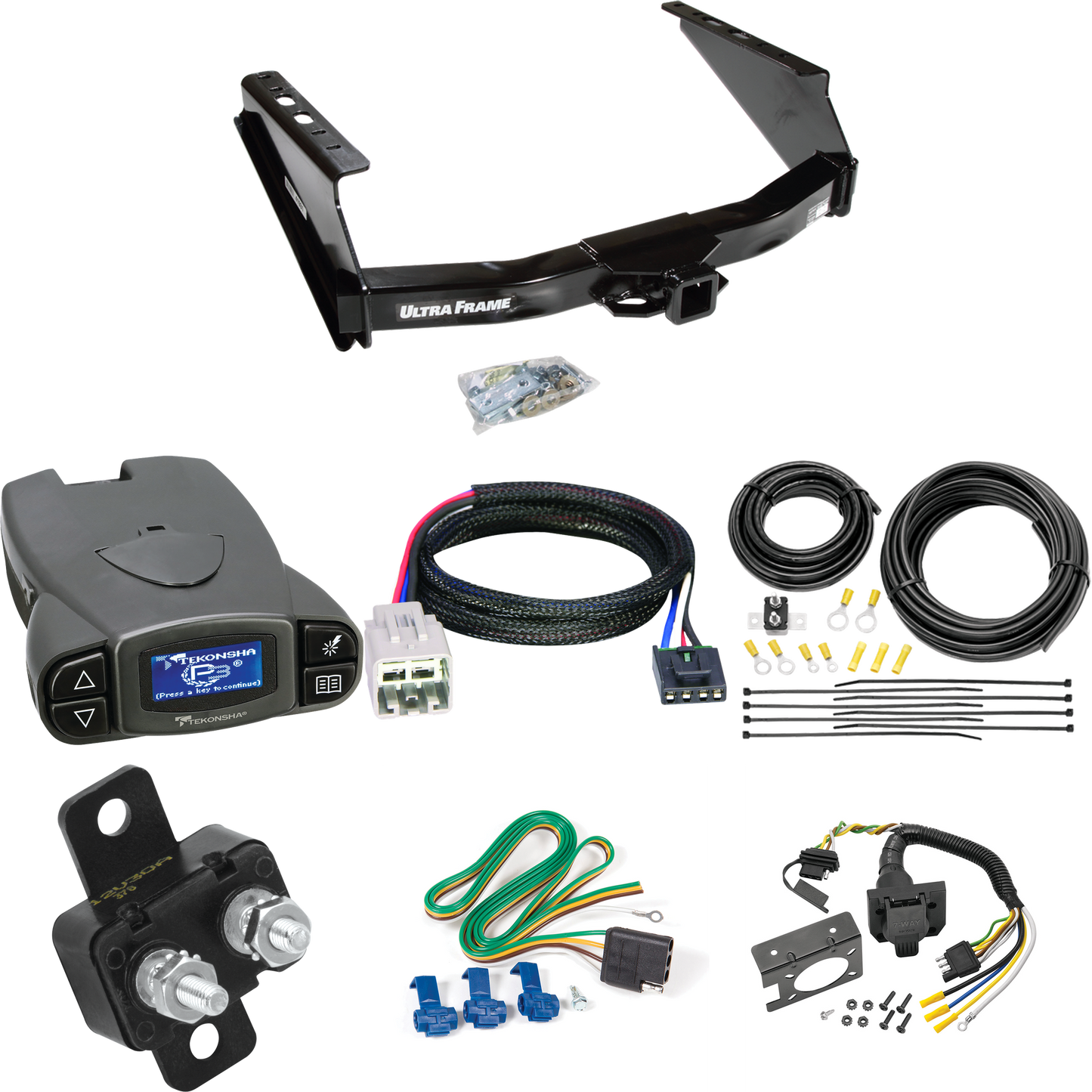 Fits 2005-2007 Ford F-350 Super Duty Trailer Hitch Tow PKG w/ Tekonsha Prodigy P3 Brake Control + Plug & Play BC Adapter + 7-Way RV Wiring (Excludes: Cab & Chassis Models) By Draw-Tite