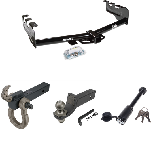 Fits 1999-2004 Chevrolet Silverado 2500 Trailer Hitch Tow PKG + Interlock Tactical Starter Kit w/ 2" Drop & 2" Ball + Tactical Hook & Shackle Mount + Tactical Dogbone Lock By Draw-Tite