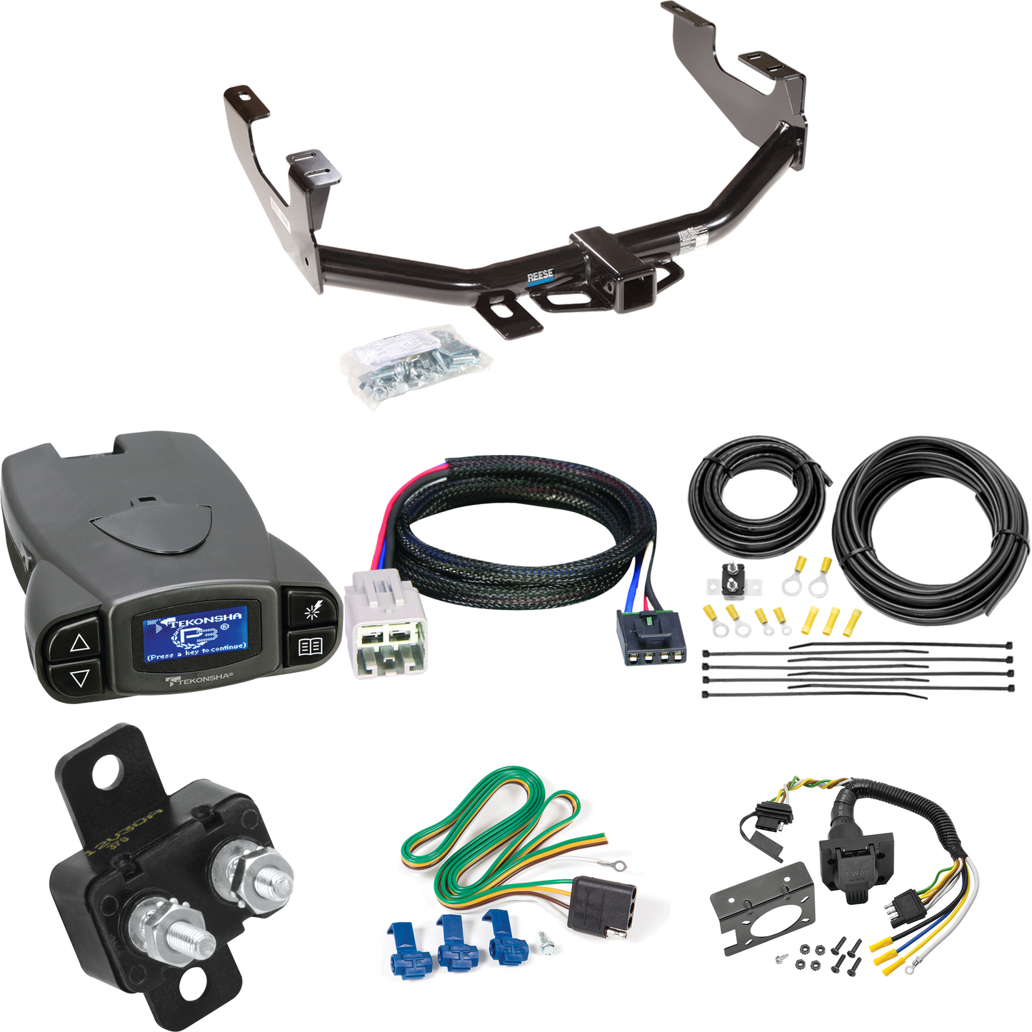 Fits 2005-2007 Ford F-250 Super Duty Trailer Hitch Tow PKG w/ Tekonsha Prodigy P3 Brake Control + Plug & Play BC Adapter + 7-Way RV Wiring (Excludes: Cab & Chassis Models) By Reese Towpower