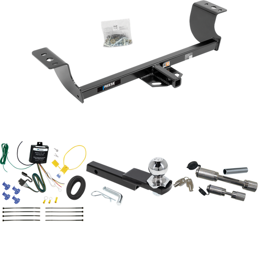 Fits 2005-2008 Dodge Magnum Trailer Hitch Tow PKG w/ 4-Flat Wiring Harness + Interlock Starter Kit w/ 2" Ball 1-1/4" Drop 3/4" Rise + Dual Hitch & Coupler Locks By Reese Towpower