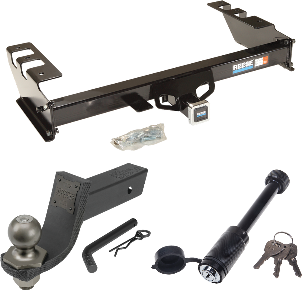 Fits 1999-2002 Chevrolet Silverado 1500 Trailer Hitch Tow PKG + Interlock Tactical Starter Kit w/ 3-1/4" Drop & 2" Ball + Tactical Dogbone Lock By Reese Towpower